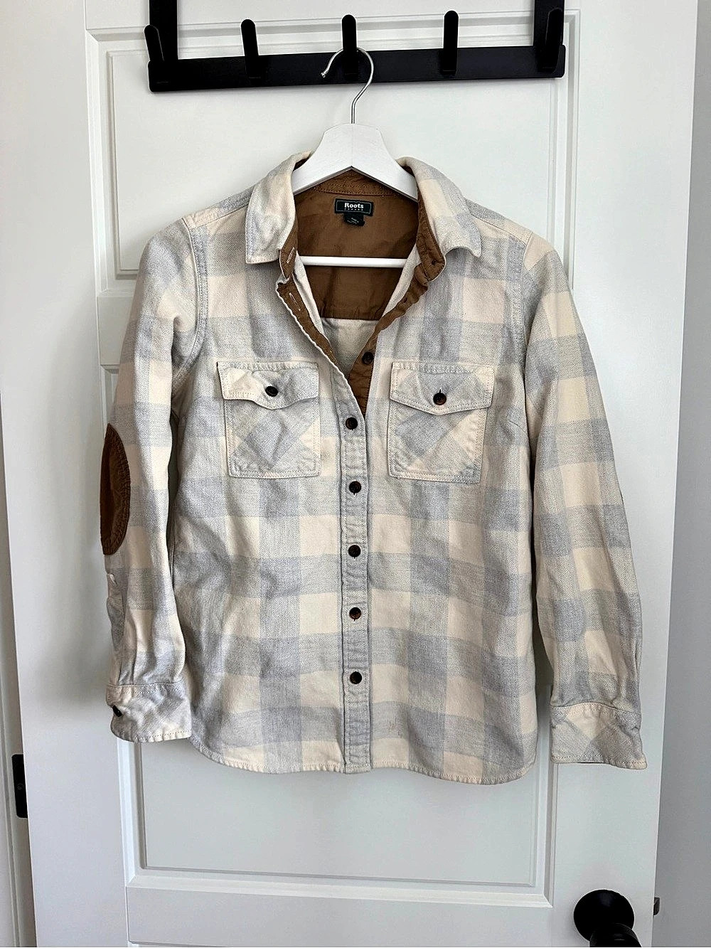 Roots Plaid Button Down in Blue & White Size XS